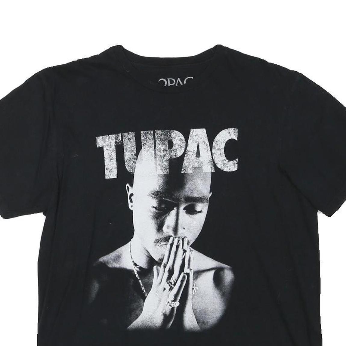 2PAC Mens Black Graphic T-Shirt L Short Sleeve Crew Neck Classic Cotton Blend