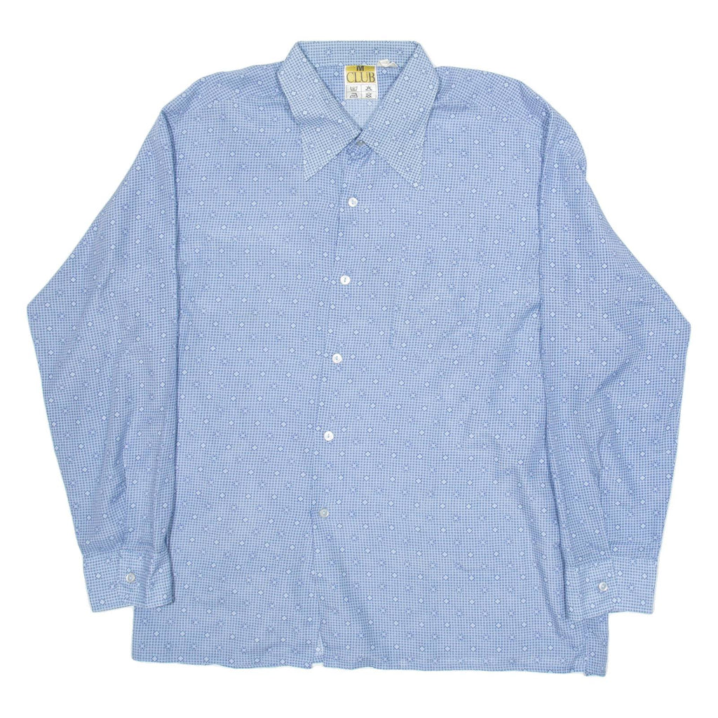 CLUB Mens Shirt Blue Geometric Long Sleeve M