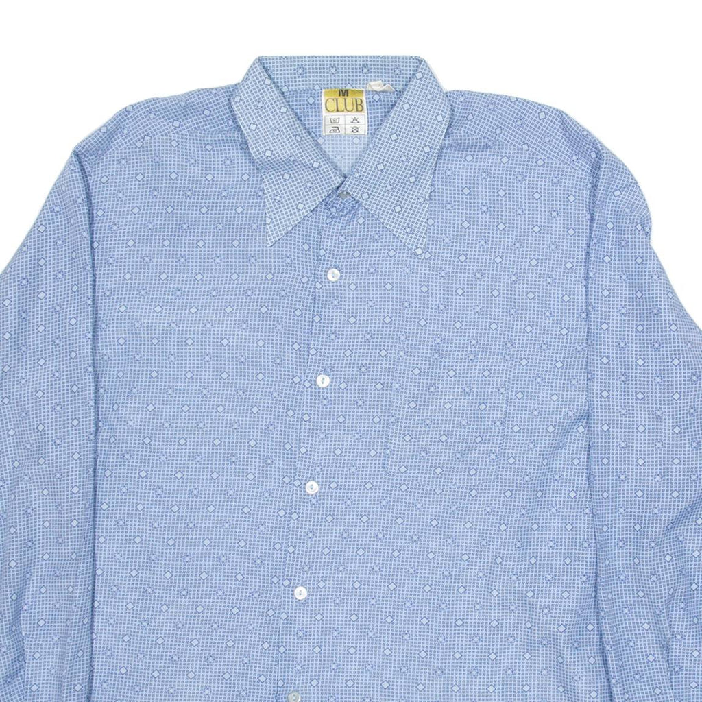 CLUB Mens Shirt Blue Geometric Long Sleeve M
