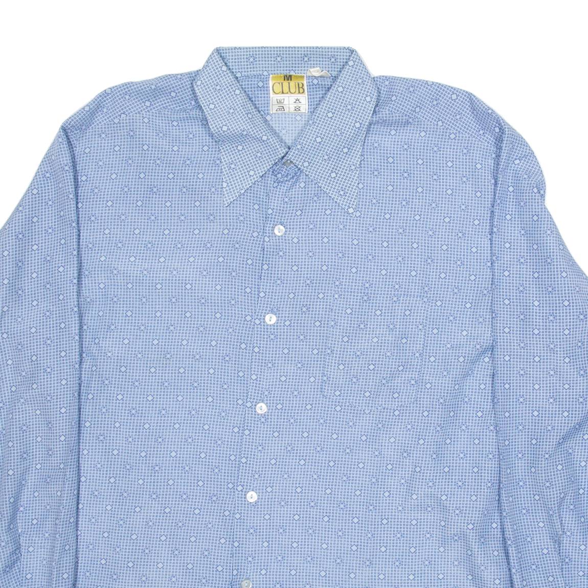CLUB Mens Shirt Blue Geometric Long Sleeve M