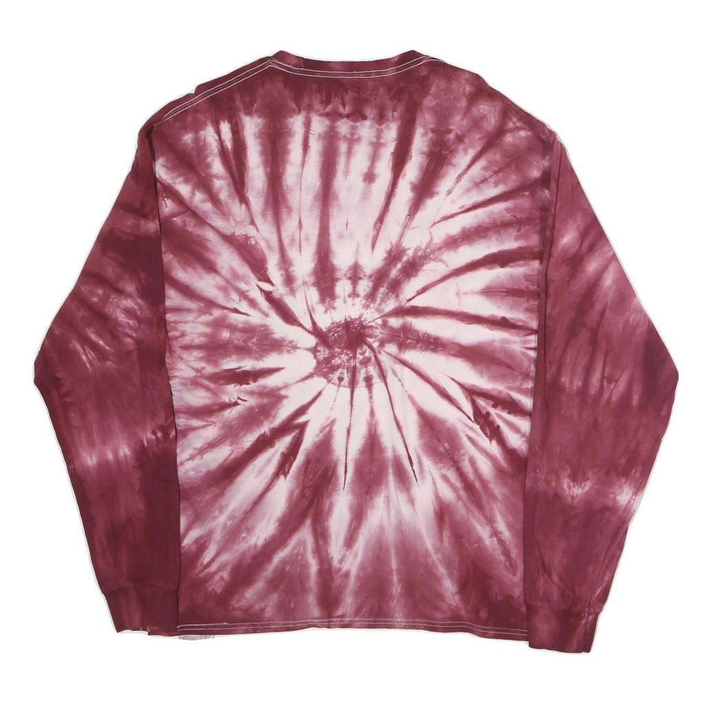 HANES Mens Maroon Tie Dye Osborne Bulldogs Graphic Long Sleeve Crew Neck XL