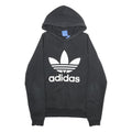 ADIDAS Mens Black Hoodie S Cotton Blend Pullover Spellout Logo Sweatshirt
