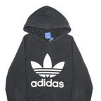 ADIDAS Mens Black Hoodie S Cotton Blend Pullover Spellout Logo Sweatshirt