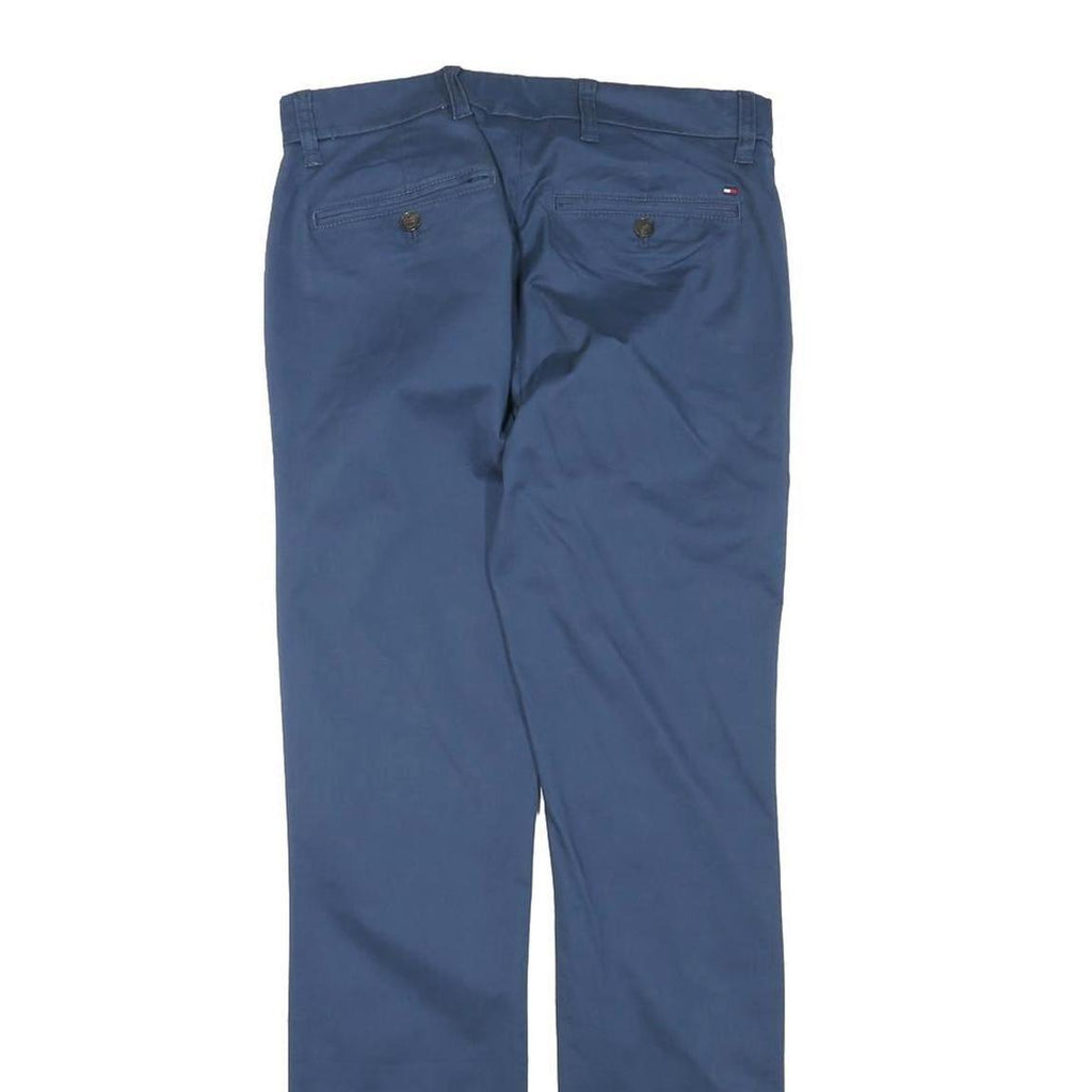 TOMMY HILFIGER Mens Cotton Blend Blue Slim Straight Trousers W28 L31 Casual