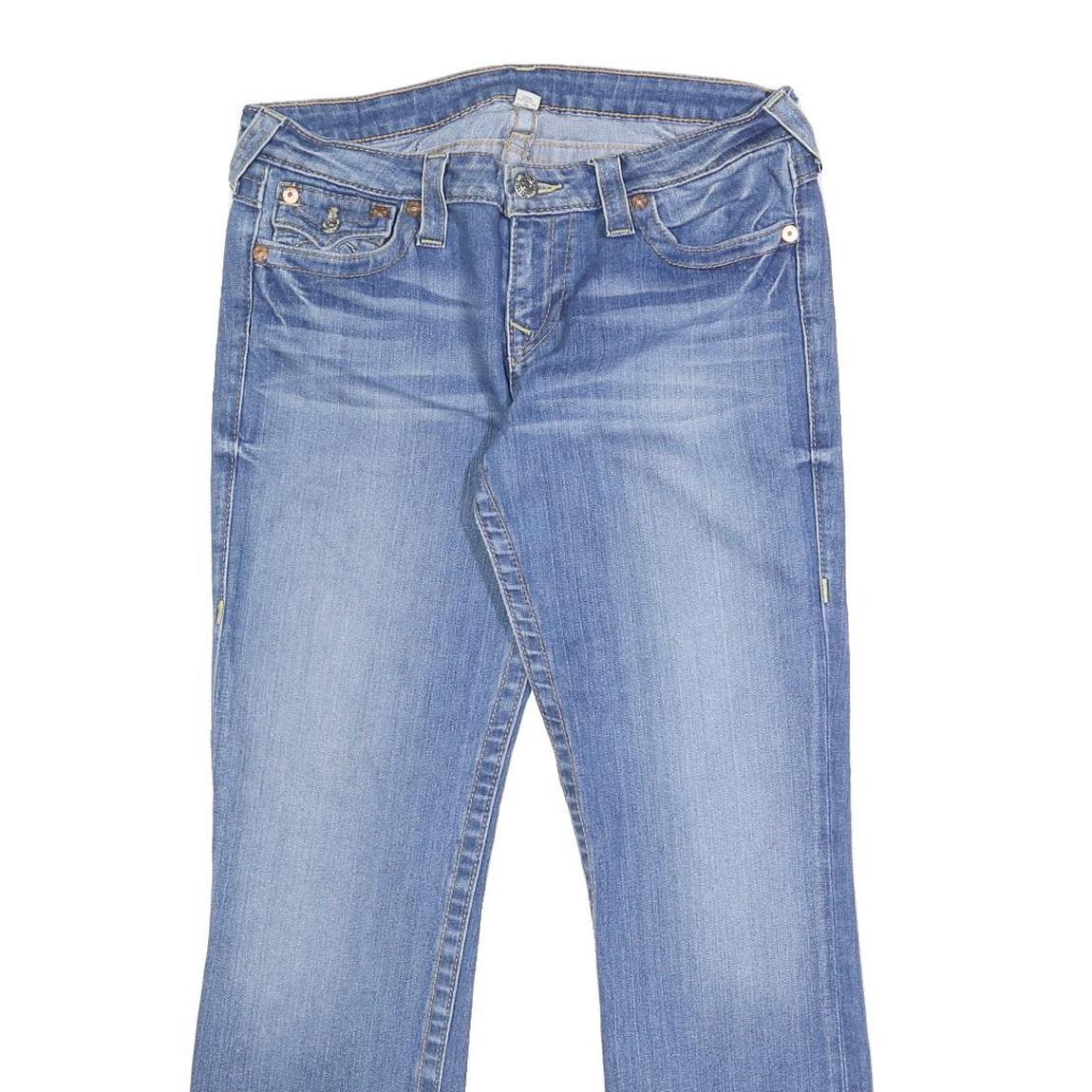 TRUE RELIGION Womens Regular Fit Blue Denim Straight Jeans W31 L29 Classic Zip