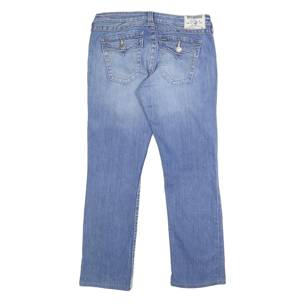 TRUE RELIGION Womens Regular Fit Blue Denim Straight Jeans W31 L29 Classic Zip
