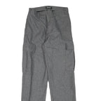 ROOTS Mens Wool Grey Regular Cargo Trousers W26 L30 Stylish Zip Closure