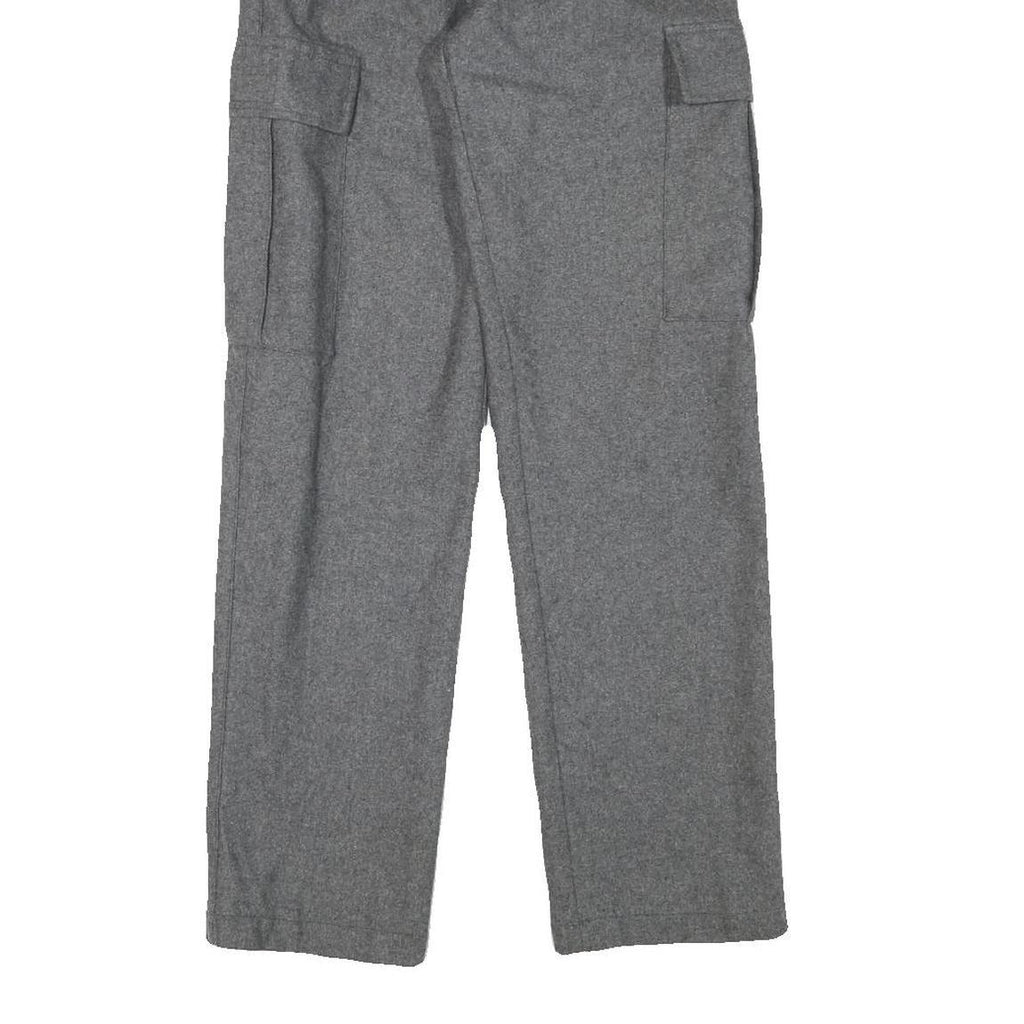 ROOTS Mens Wool Grey Regular Cargo Trousers W26 L30 Stylish Zip Closure