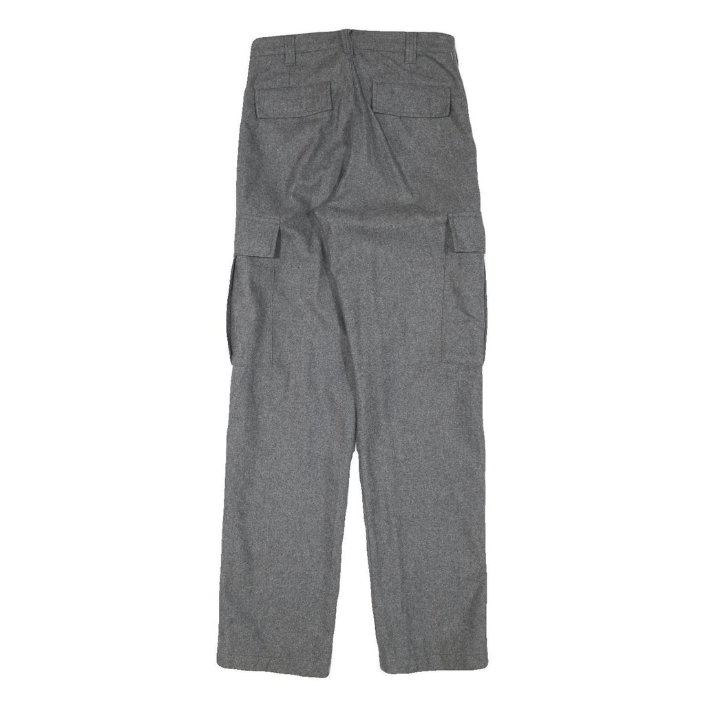 ROOTS Mens Wool Grey Regular Cargo Trousers W26 L30 Stylish Zip Closure