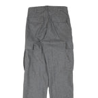 ROOTS Mens Wool Grey Regular Cargo Trousers W26 L30 Stylish Zip Closure
