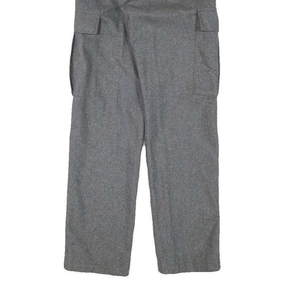 ROOTS Mens Wool Grey Regular Cargo Trousers W26 L30 Stylish Zip Closure