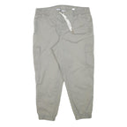 TOMMY HILFIGER Mens Cotton Blend Beige Relaxed Cargo Trousers W35 L26 Drawstring