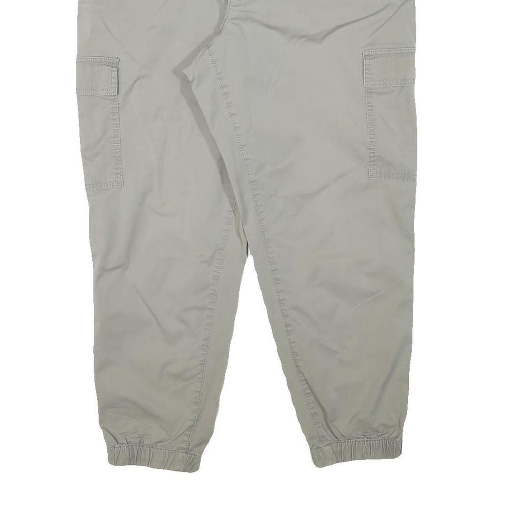 TOMMY HILFIGER Mens Cotton Blend Beige Relaxed Cargo Trousers W35 L26 Drawstring