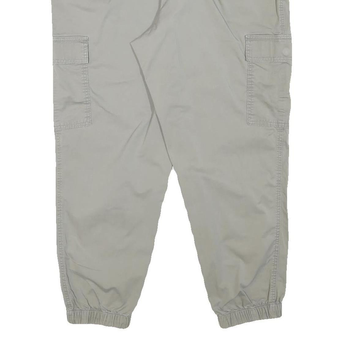 TOMMY HILFIGER Mens Cotton Blend Beige Relaxed Cargo Trousers W35 L26 Drawstring