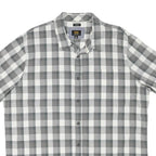 LEE Mens Grey & White Check Shirt 2XL Cotton Blend Short Sleeve Casual Summer
