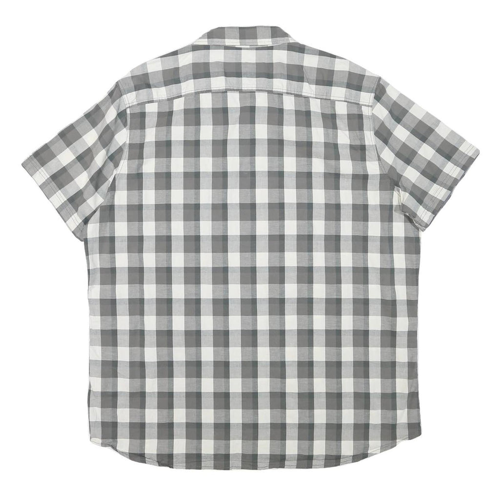 LEE Mens Grey & White Check Shirt 2XL Cotton Blend Short Sleeve Casual Summer