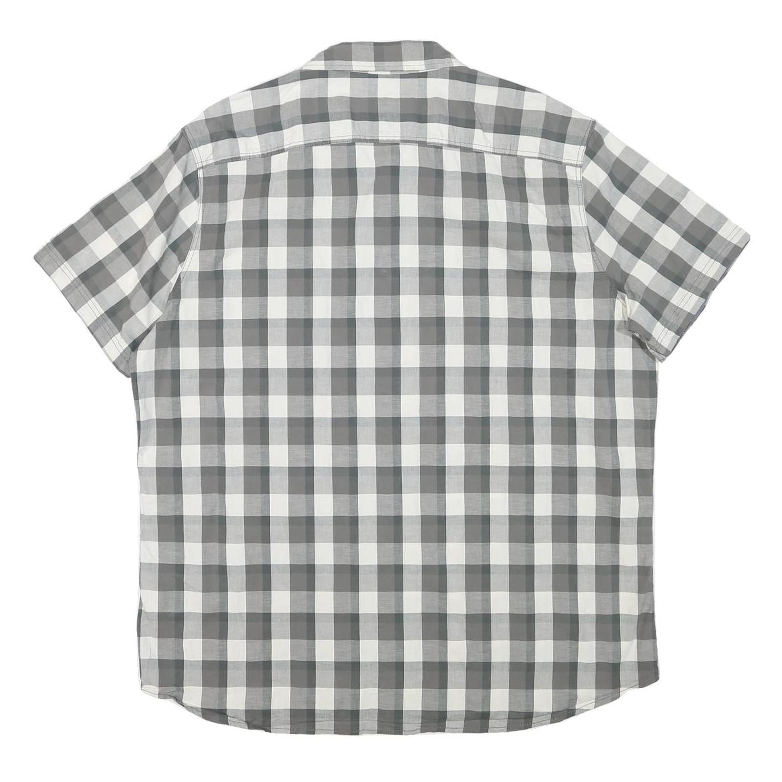LEE Mens Grey & White Check Shirt 2XL Cotton Blend Short Sleeve Casual Summer