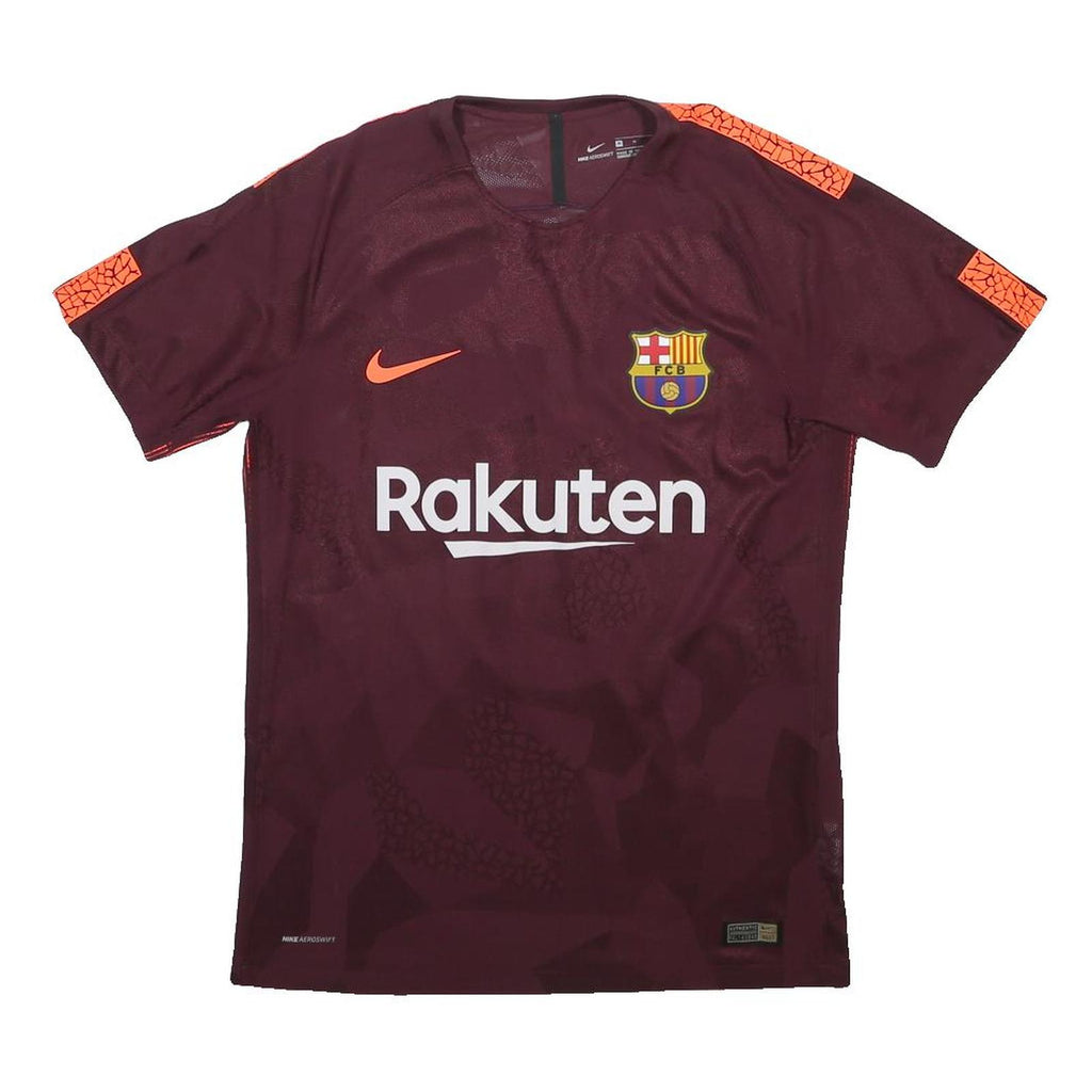 NIKE Mens Maroon & Orange Football Shirt M Short Sleeve Crew Neck Nike Aeroswift