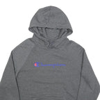 CHAMPION Mens Grey Hoodie L Cotton Blend Classic Logo Pullover Sweatshirt