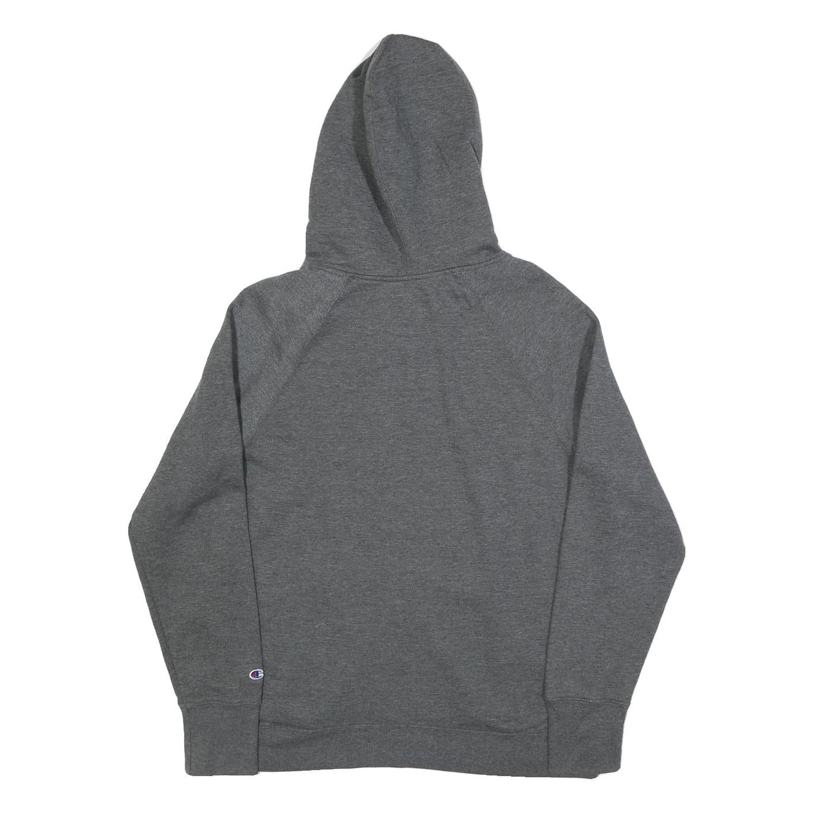 CHAMPION Mens Grey Hoodie L Cotton Blend Classic Logo Pullover Sweatshirt