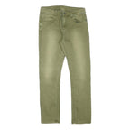 Mens Slim Fit Green Cotton Blend Slim Jeans W27 L26 Casual Zip Closure