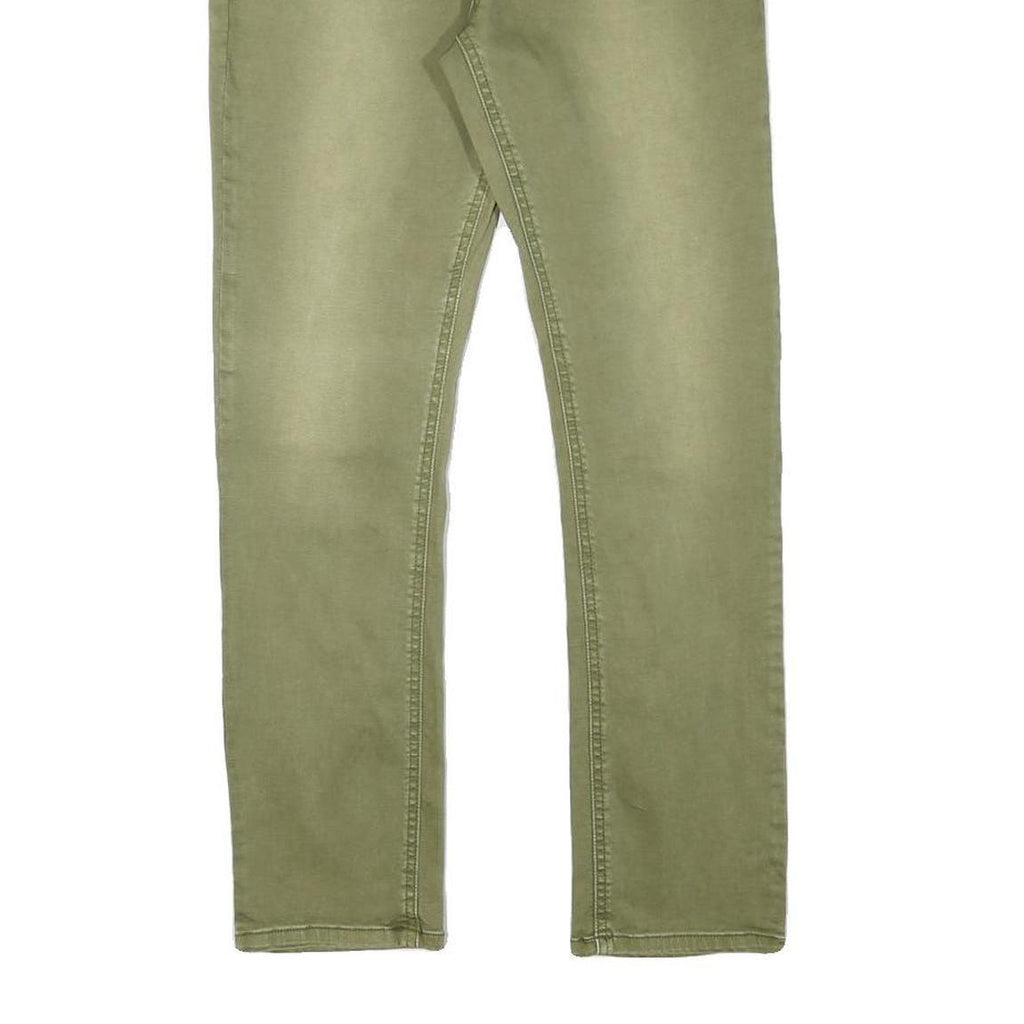 Mens Slim Fit Green Cotton Blend Slim Jeans W27 L26 Casual Zip Closure