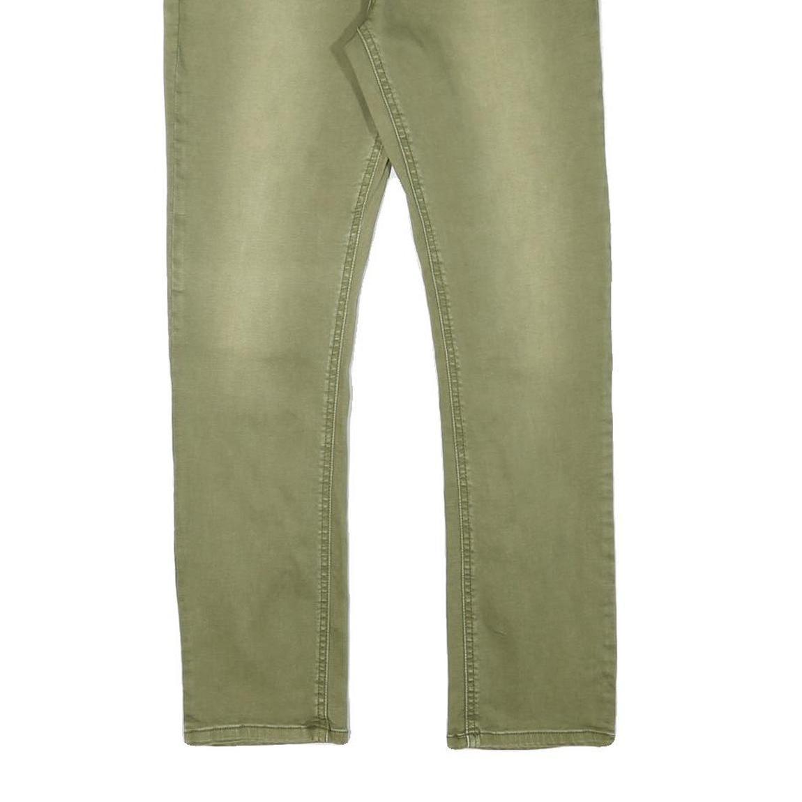 Mens Slim Fit Green Cotton Blend Slim Jeans W27 L26 Casual Zip Closure