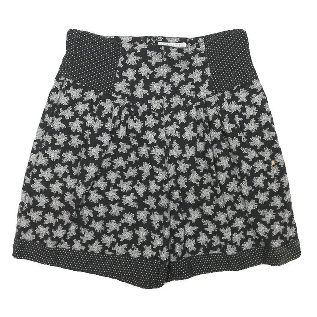 AVENUE Womens Black Floral & Polka Dot Casual Shorts S W26 Summer Patterned