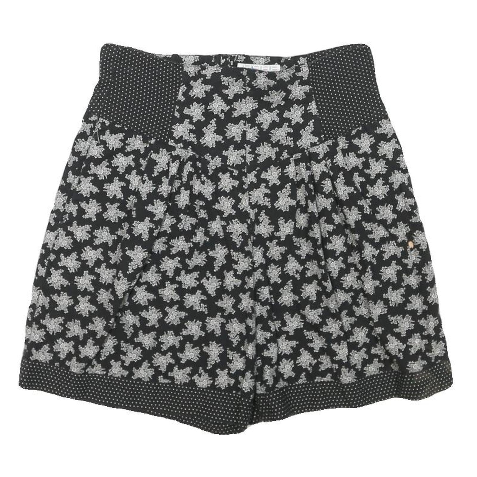 AVENUE Womens Black Floral & Polka Dot Casual Shorts S W26 Summer Patterned