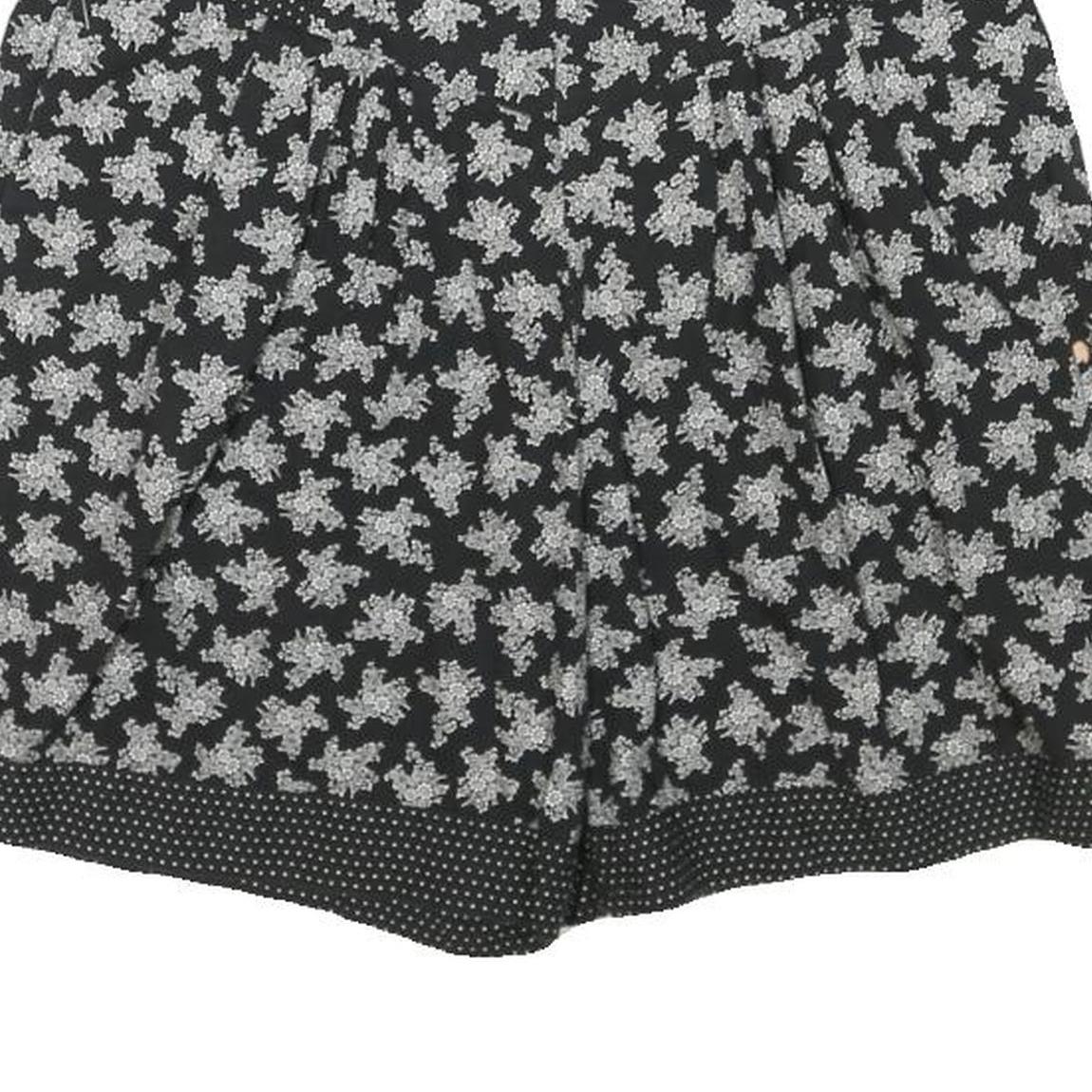 AVENUE Womens Black Floral & Polka Dot Casual Shorts S W26 Summer Patterned