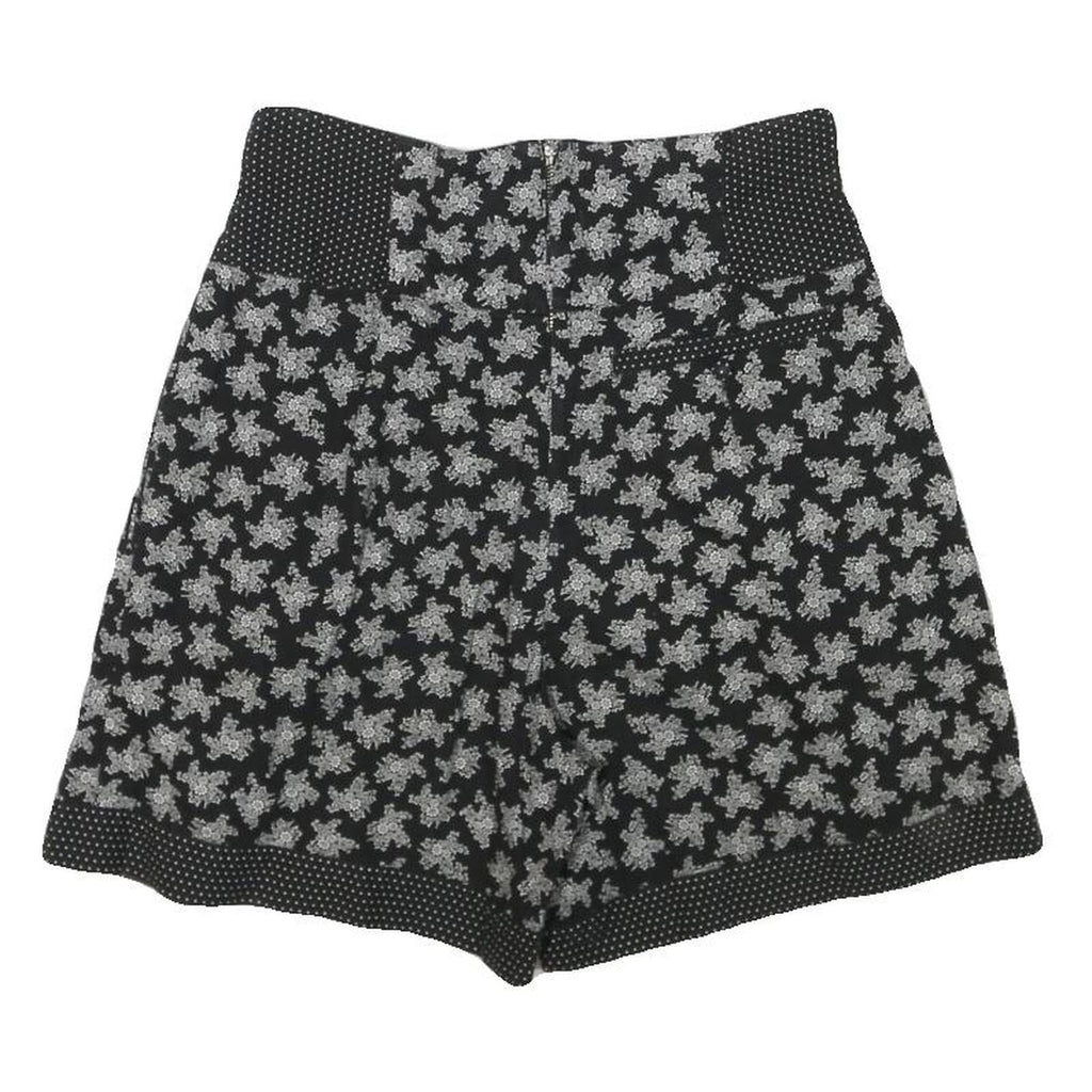 AVENUE Womens Black Floral & Polka Dot Casual Shorts S W26 Summer Patterned