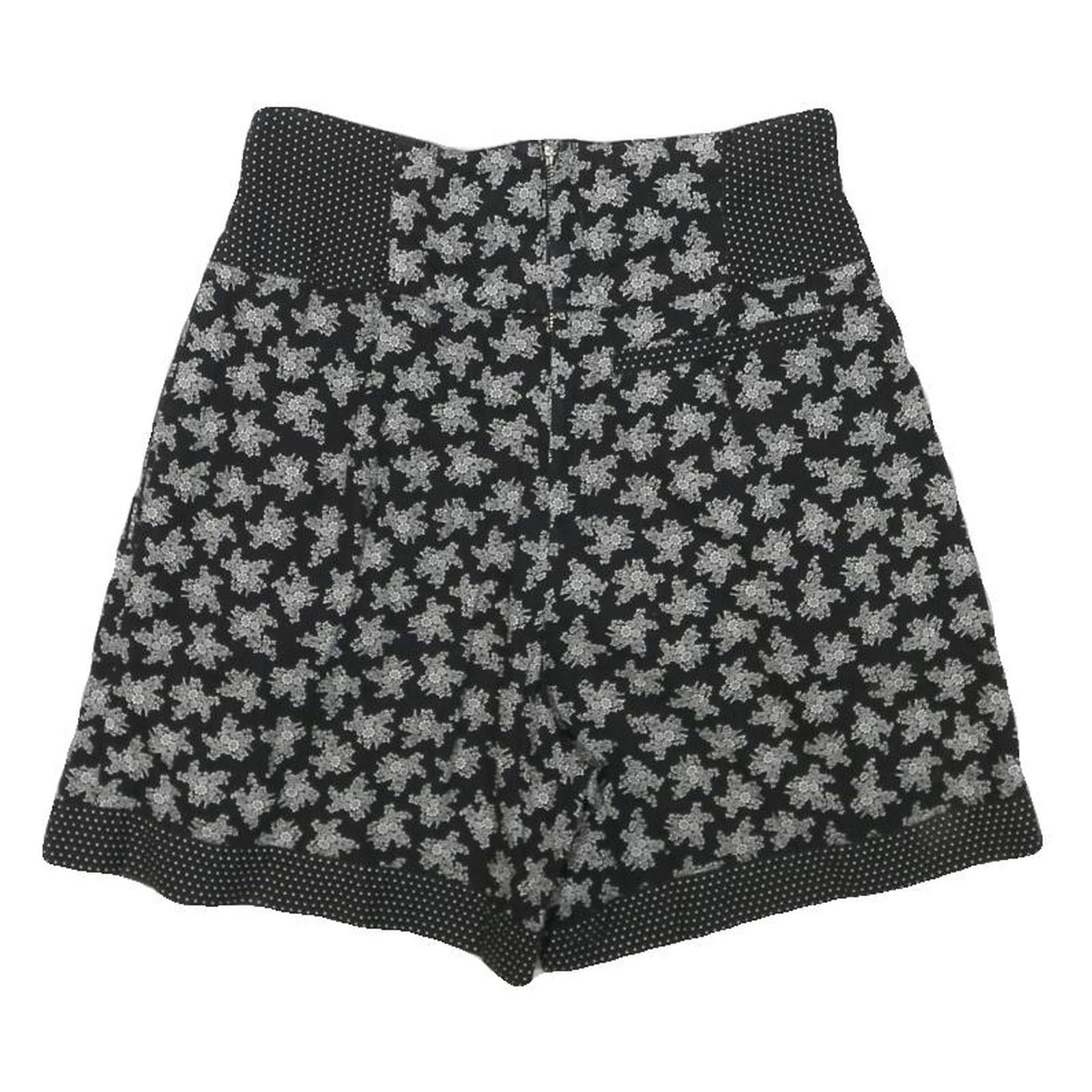 AVENUE Womens Black Floral & Polka Dot Casual Shorts S W26 Summer Patterned