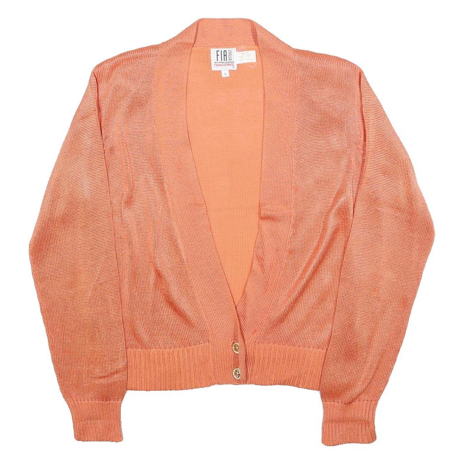 FIA ITALIA Womens Peach Plain Button Up Cotton Blend Jumper S Lightweight