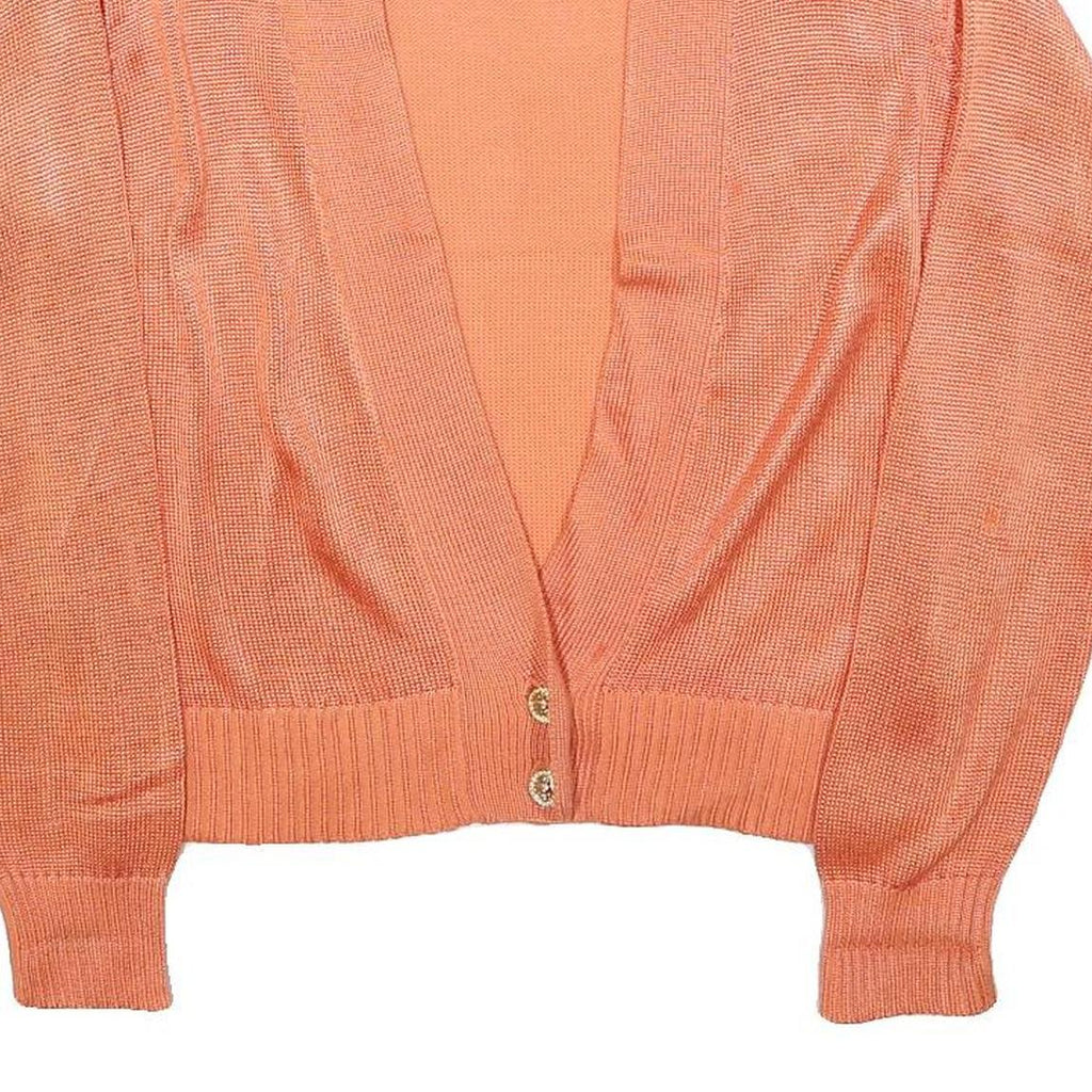 FIA ITALIA Womens Peach Plain Button Up Cotton Blend Jumper S Lightweight