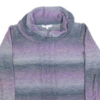 CLEO Womens Purple & Grey Patterned Jumper Roll Neck Cable Knit XL Cotton Blend