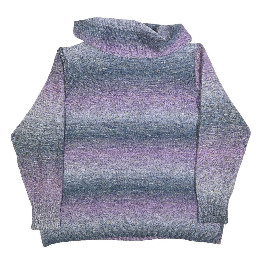 CLEO Womens Purple & Grey Patterned Jumper Roll Neck Cable Knit XL Cotton Blend
