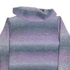 CLEO Womens Purple & Grey Patterned Jumper Roll Neck Cable Knit XL Cotton Blend