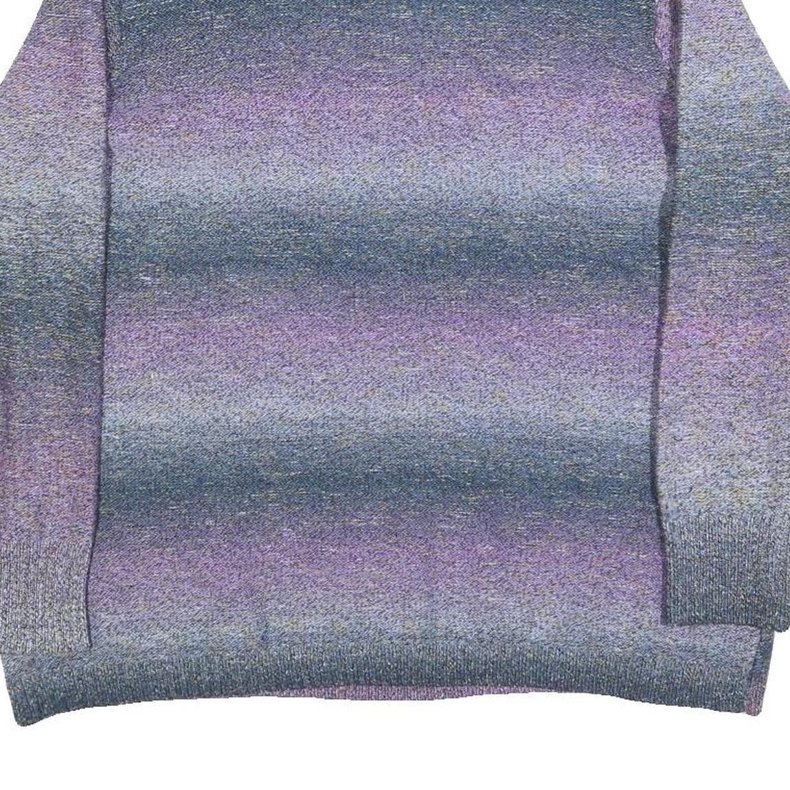 CLEO Womens Purple & Grey Patterned Jumper Roll Neck Cable Knit XL Cotton Blend
