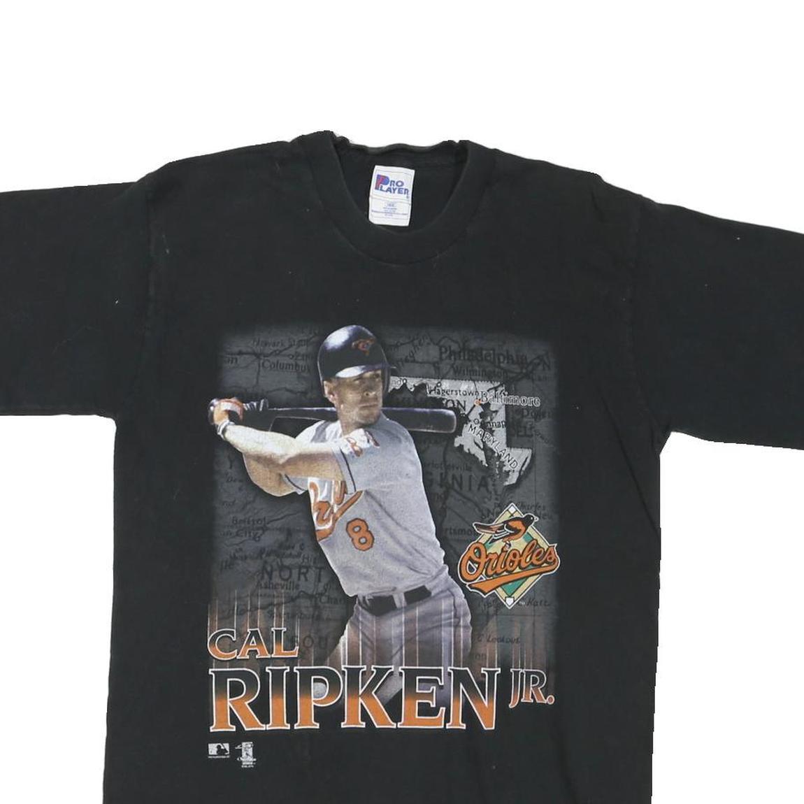 PRO PLAYER Mens Black Cal Ripken Jr. Graphic T-Shirt M Short Sleeve Crew Neck