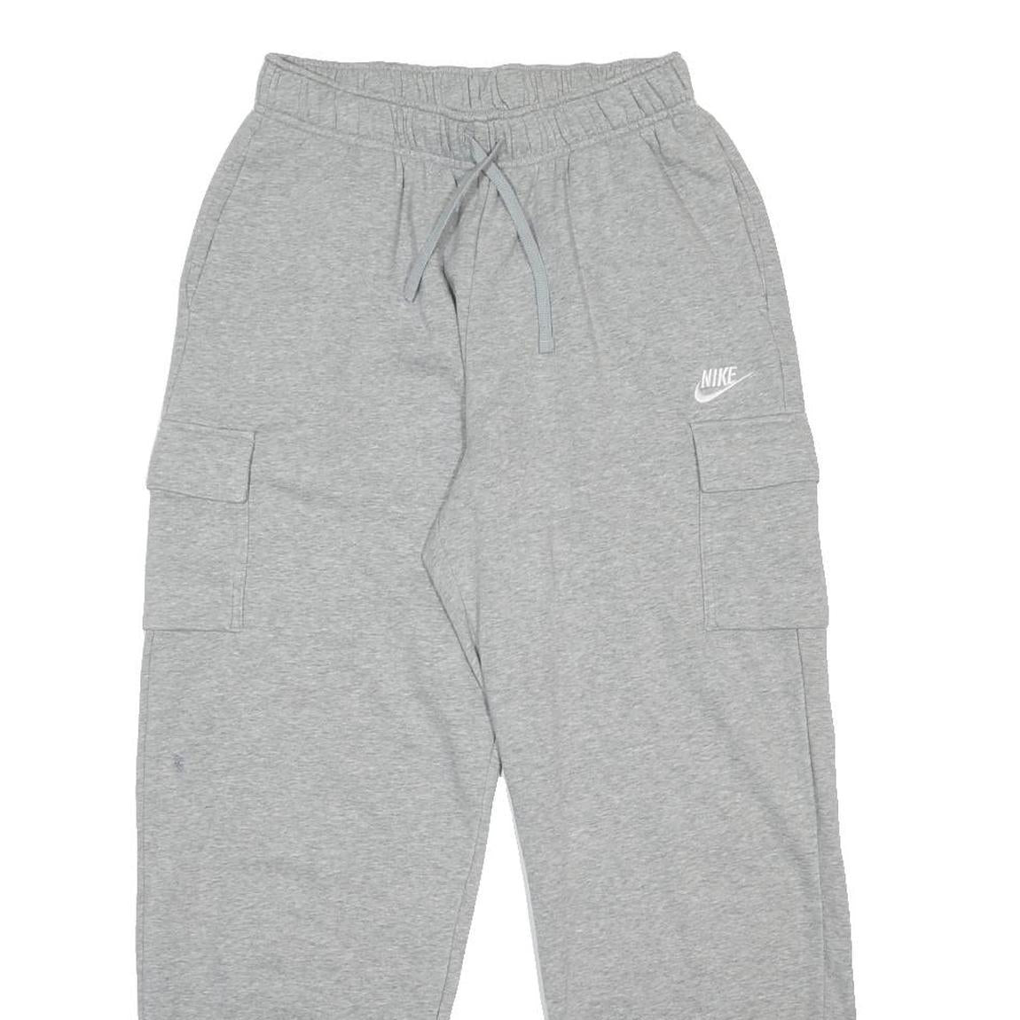 NIKE Mens Joggers Grey S W26 L28 Cotton Blend Regular Fit Tapered Leg Cargo