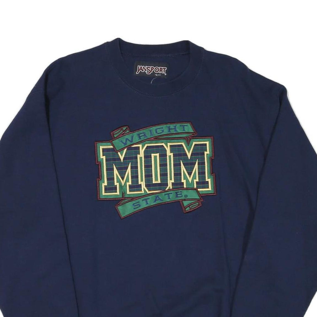 JANSPORT Mens Navy Blue Wright State Crew Neck L Sweatshirt Cotton Blend