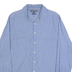 TOMMY HILFIGER Mens Blue Cotton Blend Shirt L Classic Fit Button-Up Stylish