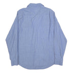 TOMMY HILFIGER Mens Blue Cotton Blend Shirt L Classic Fit Button-Up Stylish
