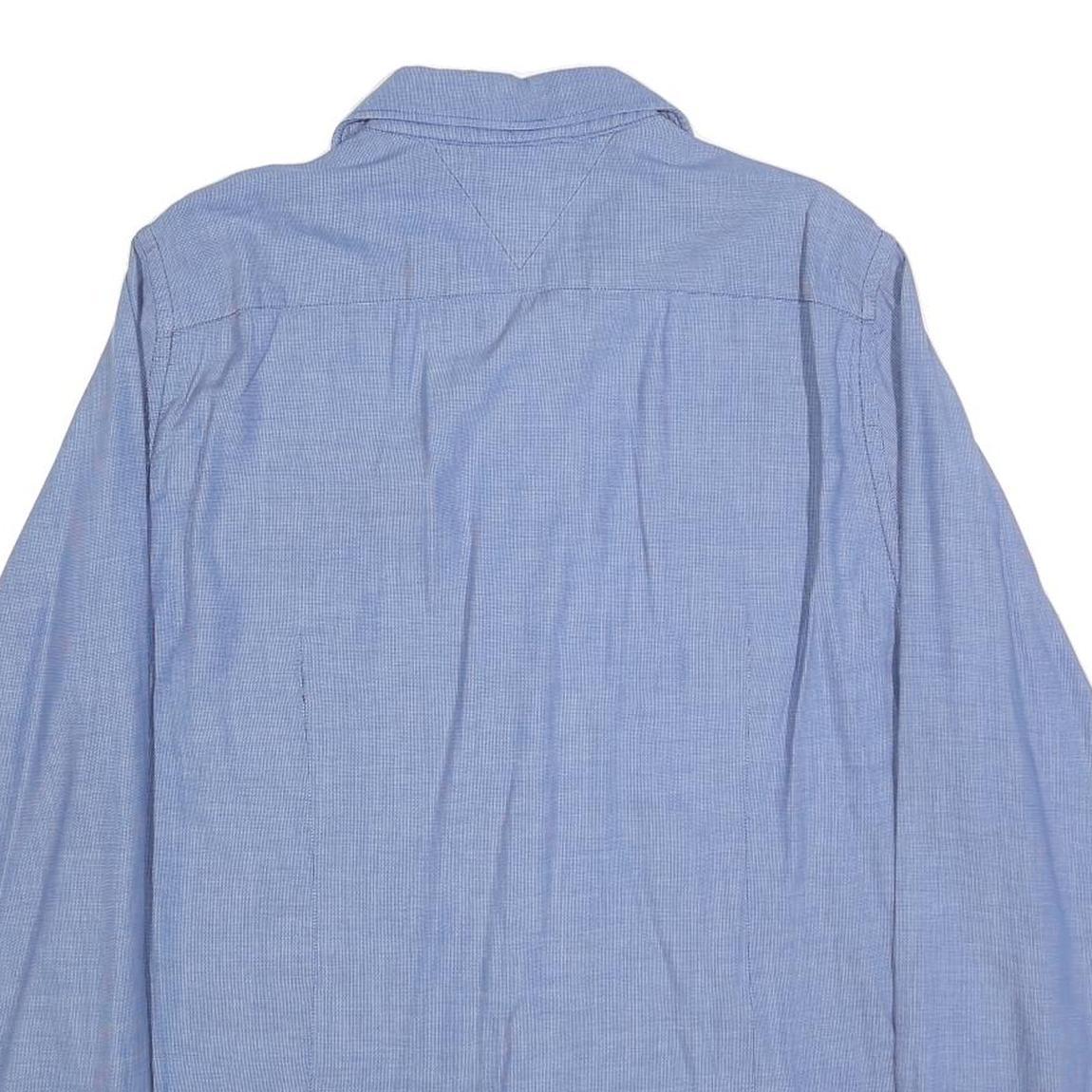 TOMMY HILFIGER Mens Blue Cotton Blend Shirt L Classic Fit Button-Up Stylish