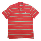 NIKE Mens Red & Green Striped Short Sleeve Polo Shirt XL Cotton Blend Casual