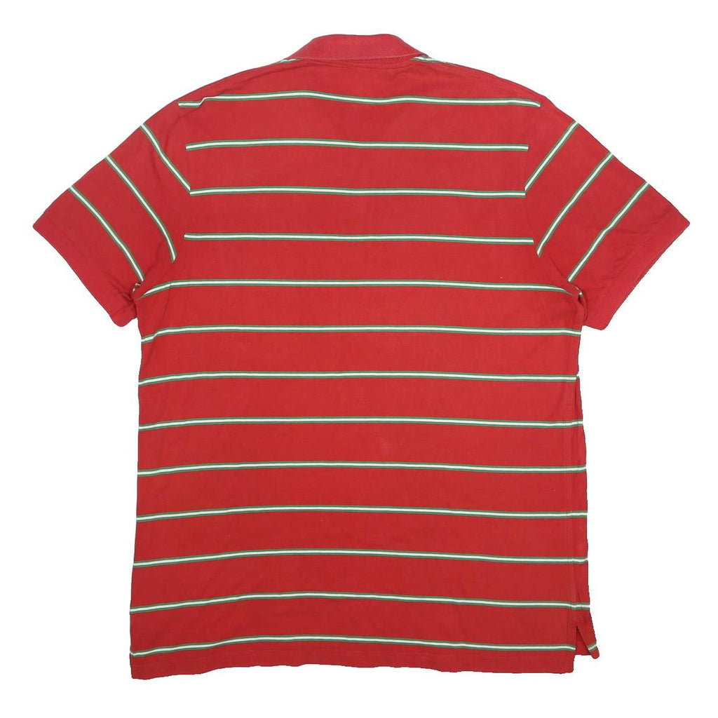NIKE Mens Red & Green Striped Short Sleeve Polo Shirt XL Cotton Blend Casual
