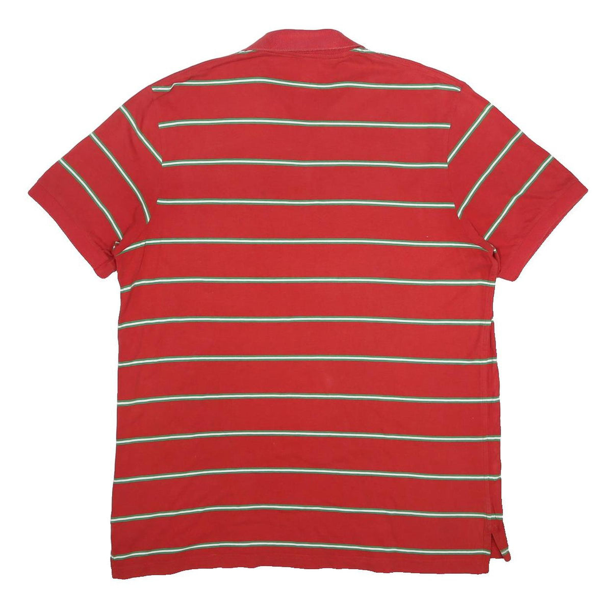 NIKE Mens Red & Green Striped Short Sleeve Polo Shirt XL Cotton Blend Casual