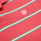 NIKE Mens Red & Green Striped Short Sleeve Polo Shirt XL Cotton Blend Casual