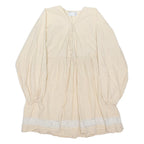 ASOS Womens Cream Fit & Flare Cotton Blend Dress Long Sleeve Knee Length UK 10