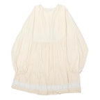 ASOS Womens Cream Fit & Flare Cotton Blend Dress Long Sleeve Knee Length UK 10